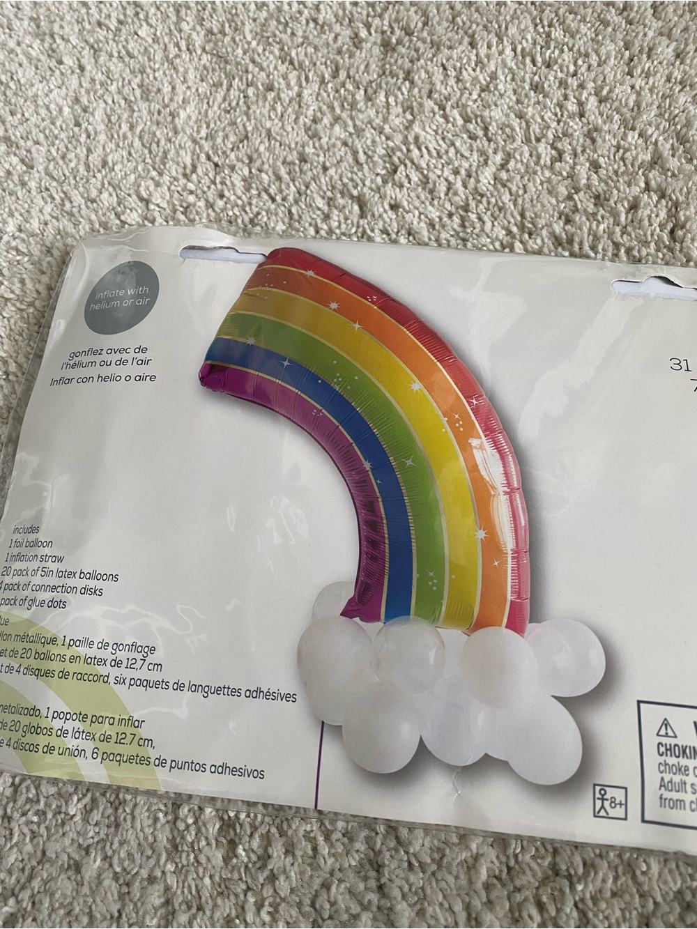 giant Anagram rainbow balloon kit with latex cloud accents 31 in x 45.5in - Picture 2 of 3